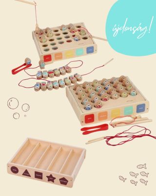 🐠🪵 Fából készült halacskákat kifogni, felfűzni, szín-, forma vagy betű szerint válogatni, csipesszel kiemelni, berakni -...